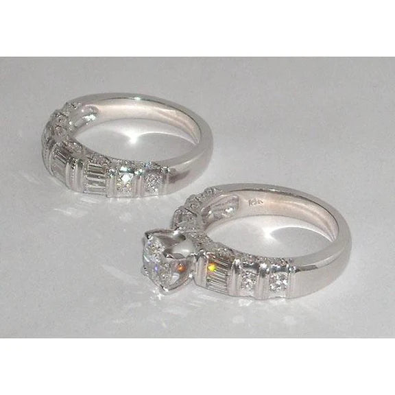 Real Diamond Bridal Jewelry Engagement Set Ring And Band