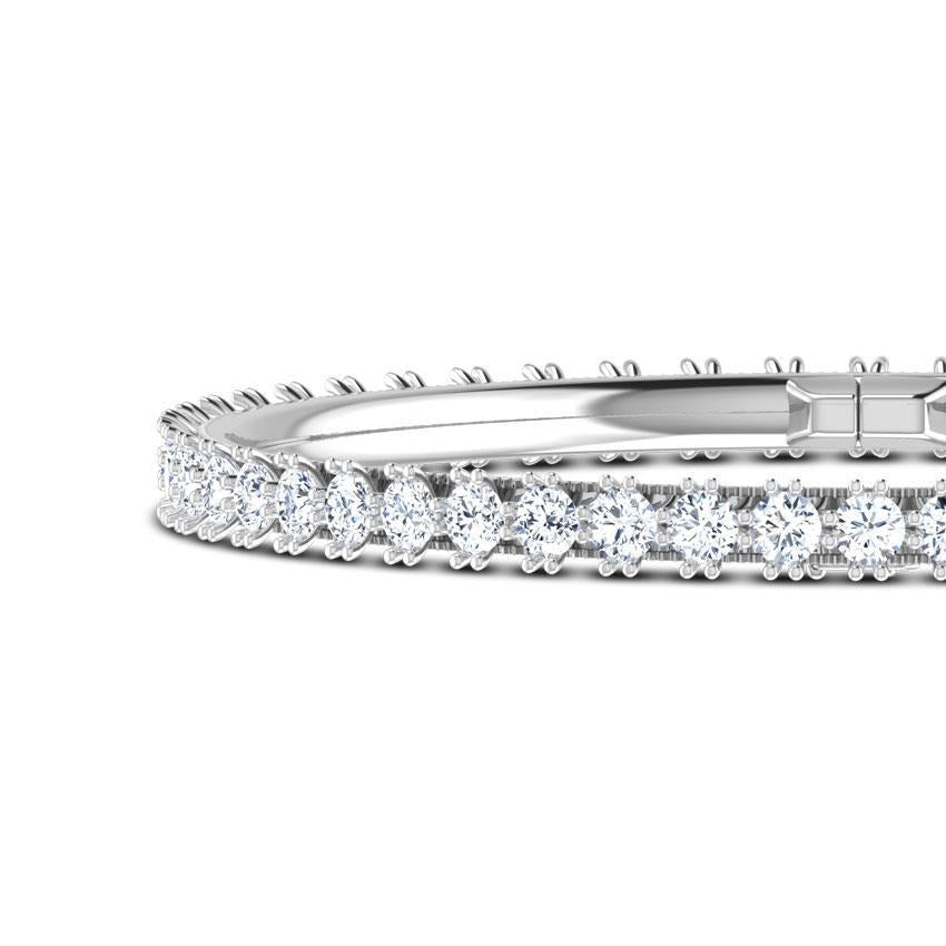 5.20 Ct Prong Set White Real Round Diamond Tennis Bracelet White Gold 14K