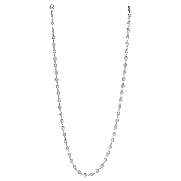 5.25 Carats Real Diamonds Necklace Bezel Set Jewelry 14K
