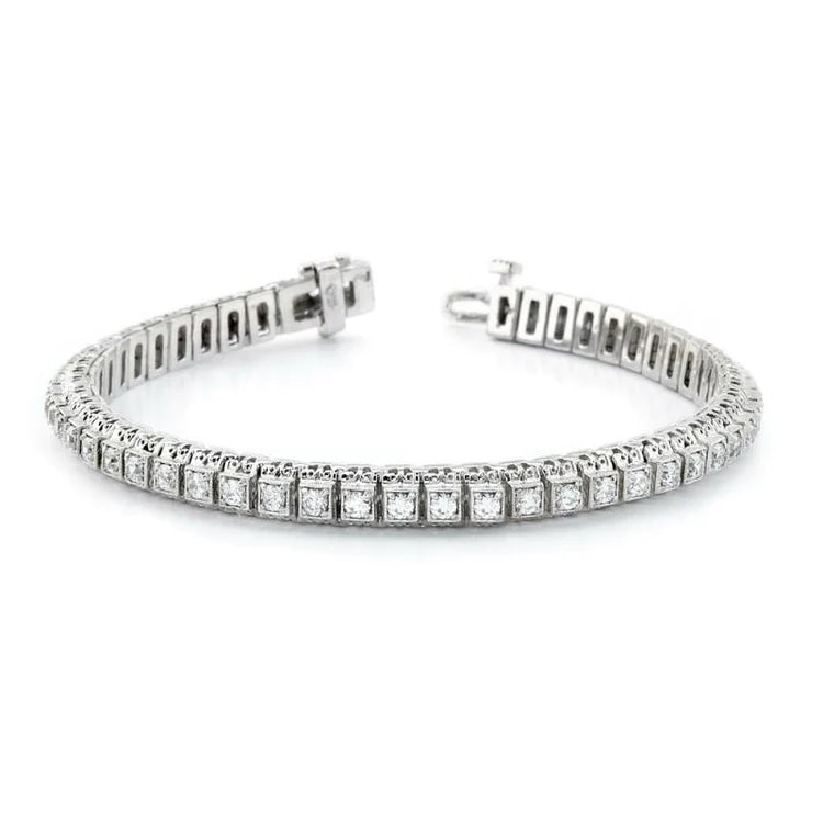 5.50 Carats Round Natural Diamond Tennis Bracelet Solid White Gold 14K