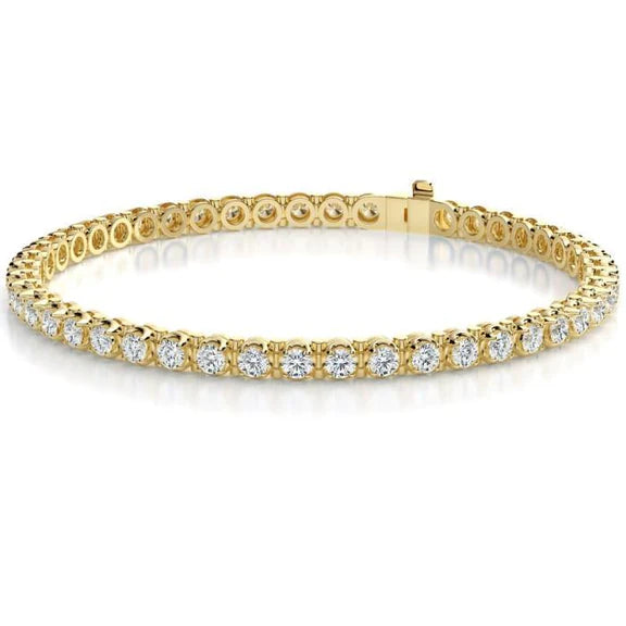 5.64 Carats Brilliant Sparkling Natural Diamonds Tennis Bracelet Gold Yellow