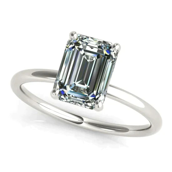 5 Carat Big Solitaire Emerald Real Diamond Ring