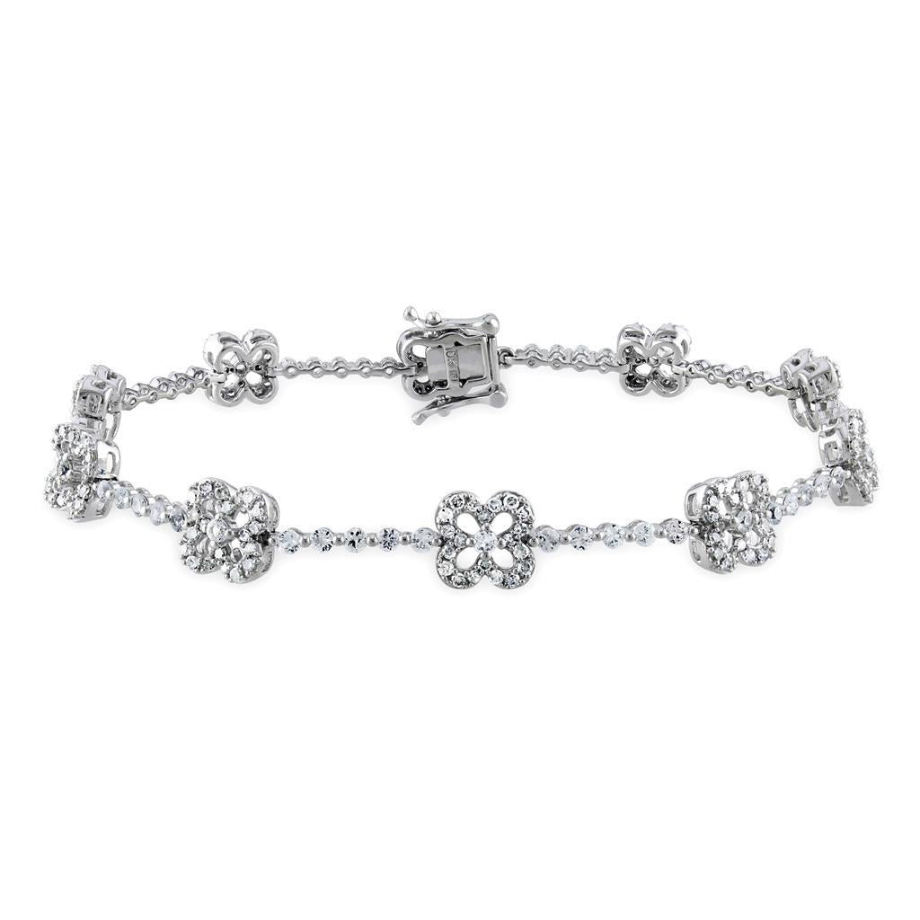 5 Carats Genuine Round Diamond Lady Bracelet White Gold 14K