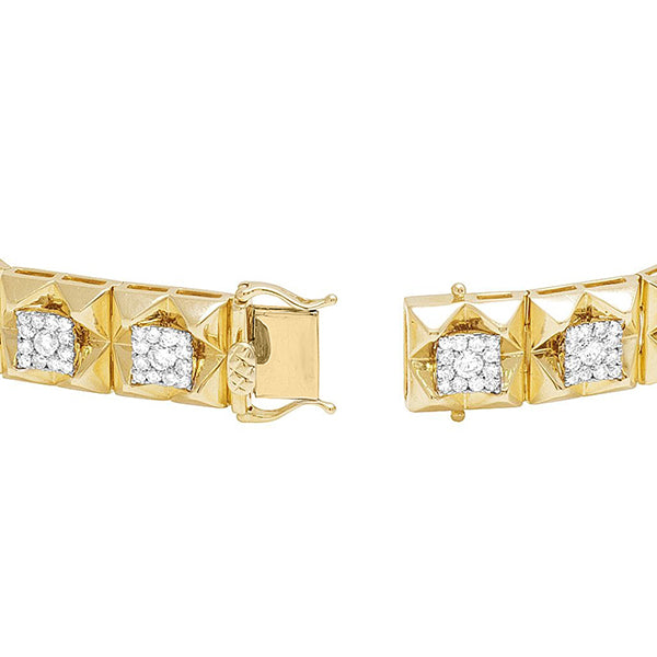 5 Carats Natural Earth Mined Diamond Square Mens Bracelet Yellow Gold 14K