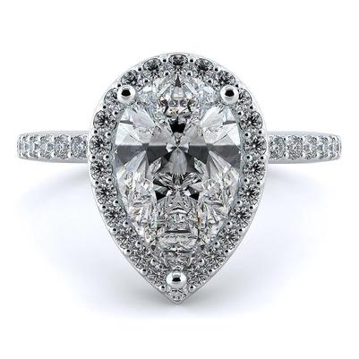 5 Carats Pear Natural Diamond Ring White Gold Jewelry