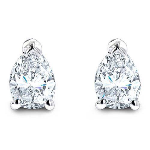 5 Carats Real Diamond Stud Solitaire Earring Big Prong Set Pear Cut