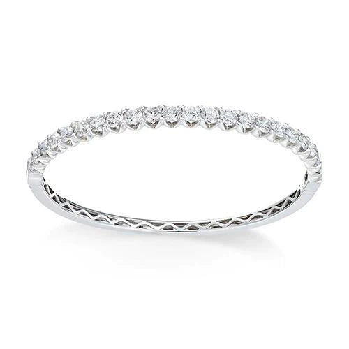 5 Carats Round Genuine Diamond Bangle White Gold 14K