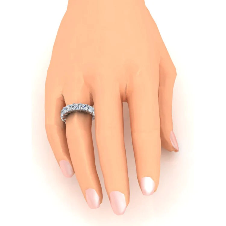 5 Carats Princess Lab Grown Diamond 3/4 Eternity Band Ladies Gold Jewelry