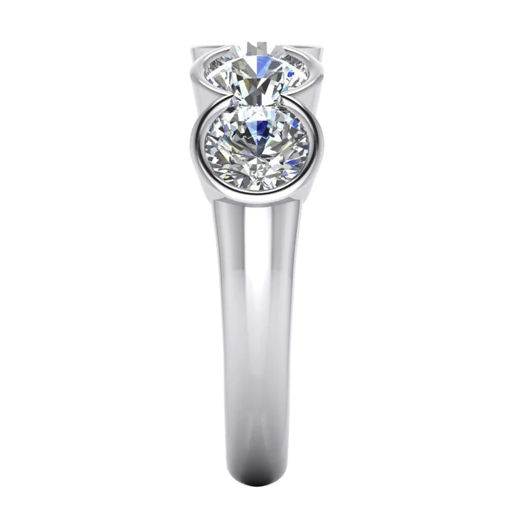 5 Stone Half Bezel Round Lab Grown Diamond Band 3 Carats