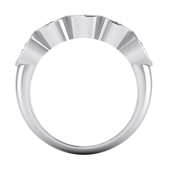 5 Stone Half Bezel Round Lab Grown Diamond Band 3 Carats