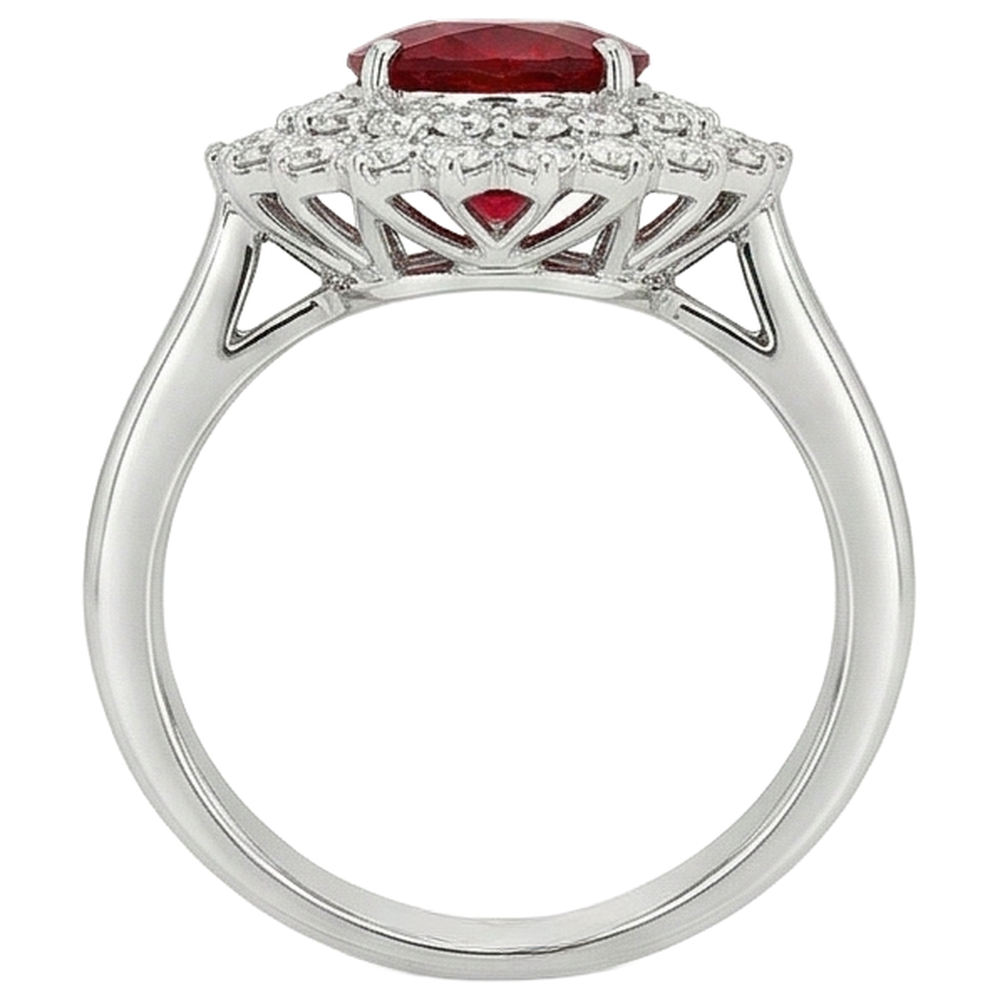 6.25 Ct Oval Cut Ruby With Natural Earth Mined Diamond ( Not Lab Grown )s Ring White Gold 14K