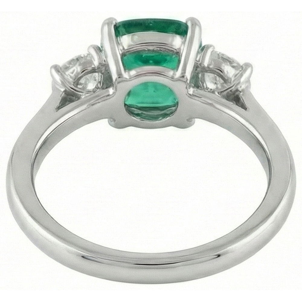 natural round emerald 6.50ct ring with diamond accents