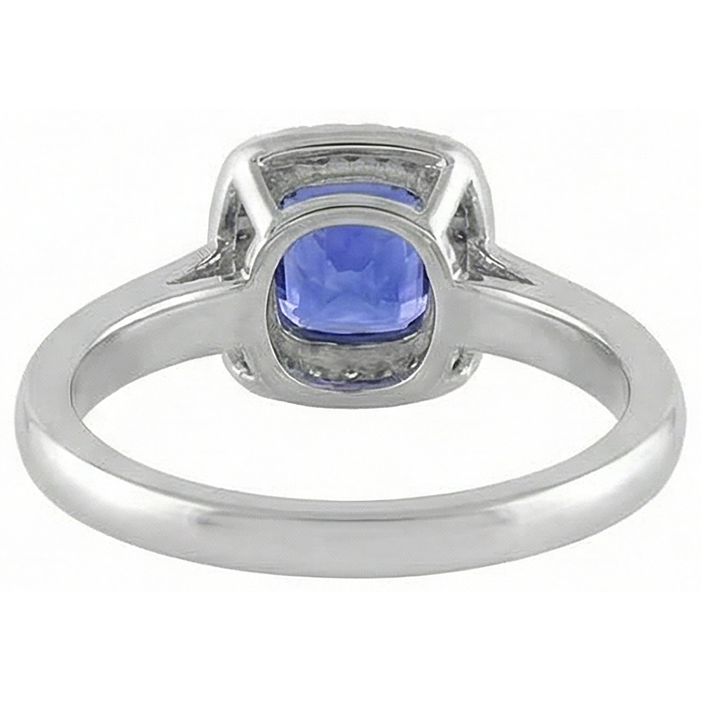 6.50 Ct Cushion Halo Tanzanite And Natural Earth Mined Diamond ( Not Lab Grown )s Ring White Gold 14K