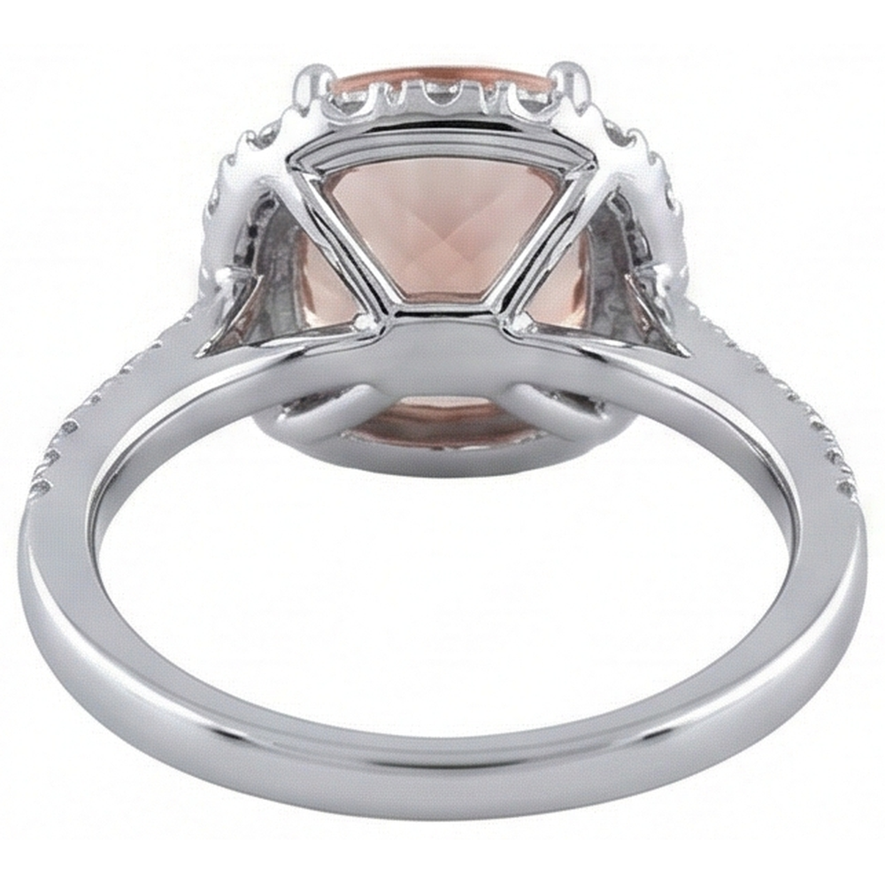 6.50 Ct Cushion Morganite And Natural Earth Mined Diamond ( Not Lab Grown )s Ring Gold 14K