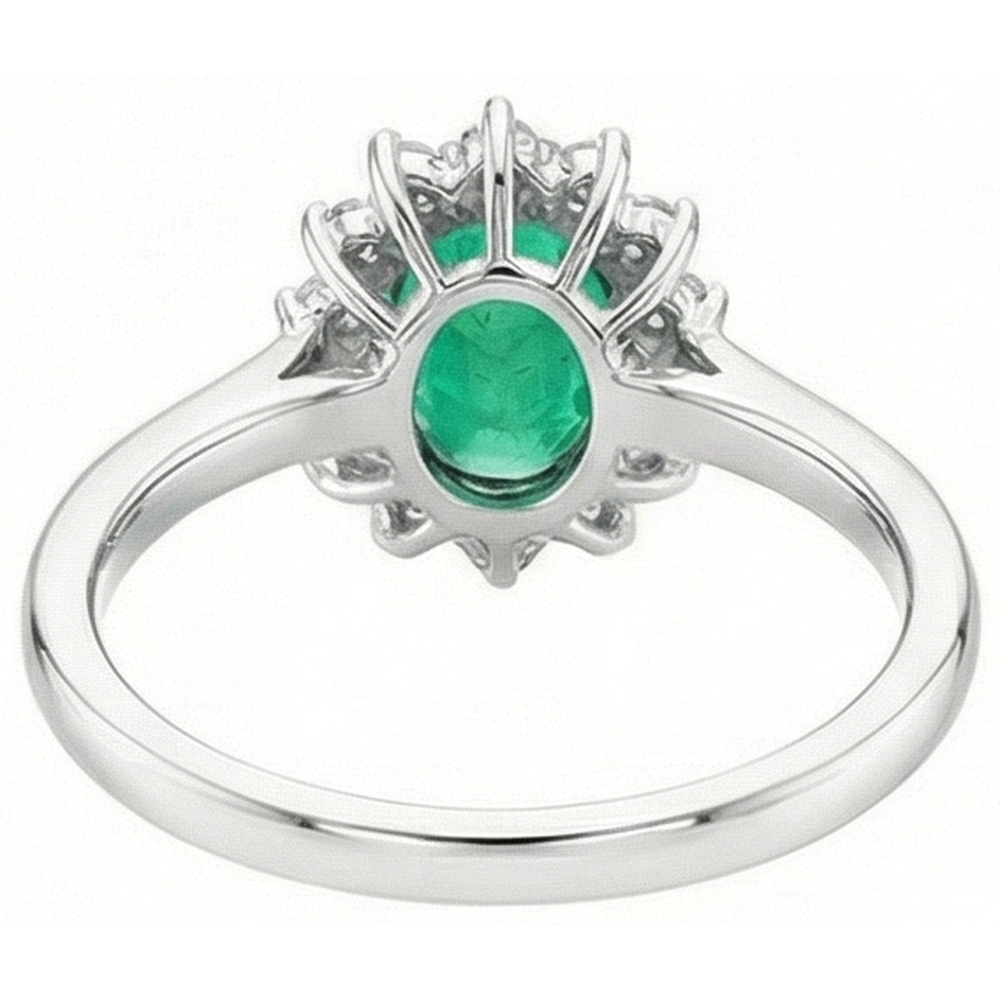 natural round emerald 6.75ct ring with diamond accents