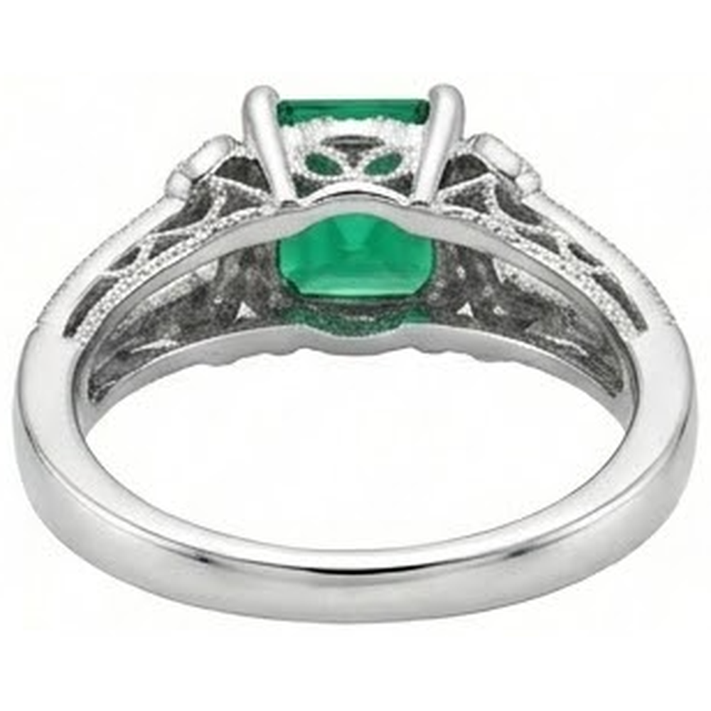 6 Ct Princess Cut Green Emerald Natural Earth Mined Diamond ( Not Lab Grown ) Ring White Gold Fine Jewelry