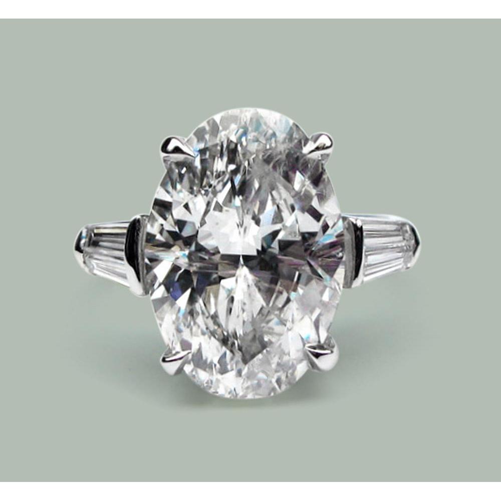 6.20 Ct. Oval & Baguettes Natural Diamonds 3 Stone Wedding Ring