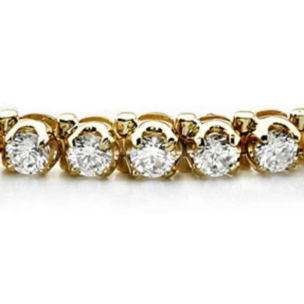 6.45 Carats Prong Set Real Round Diamonds Tennis Bracelet 14K Yellow Gold - Tennis Bracelet-harrychadent.ca