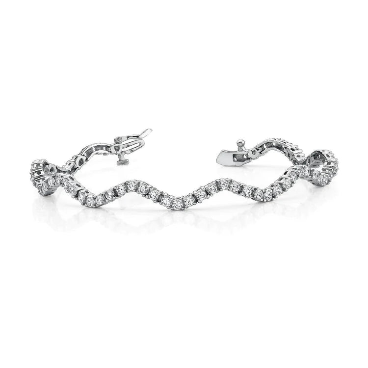 6.50 Ct Gorgeous Round Cut Genuine Diamond Winding Road Bracelet White Gold