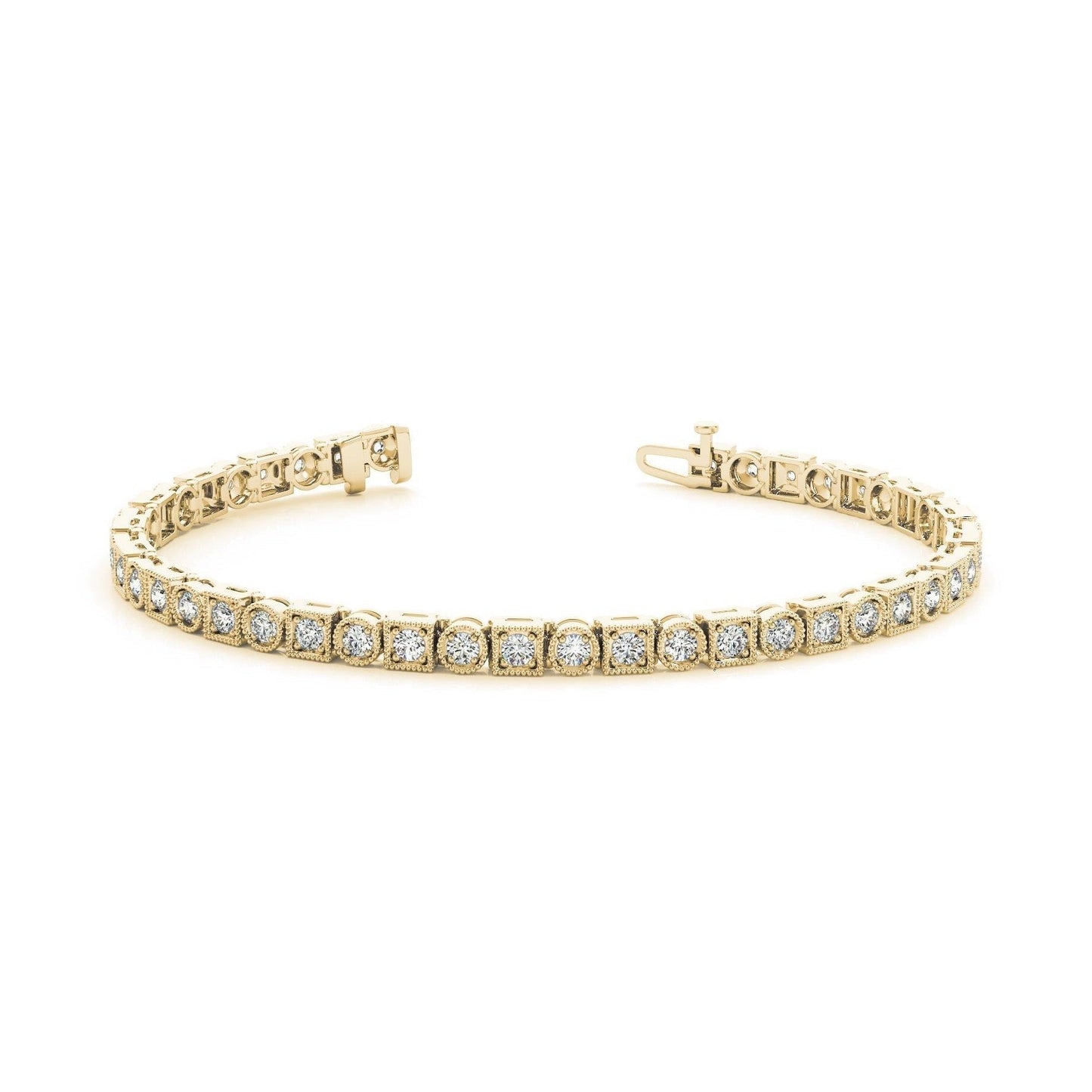 6.60 Carats Real Round Cut Diamond Tennis Bracelet Yellow Gold 14K