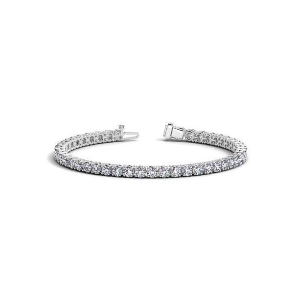 6.60 Carats Sparkling Natural Round Cut Diamonds Tennis Bracelet White Gold