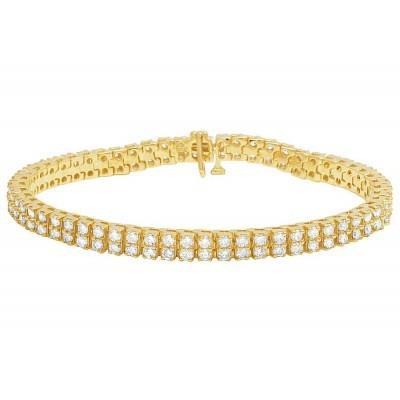 6.70 Carats Double Row Natural Diamonds Tennis Bracelet Yellow Gold 14K