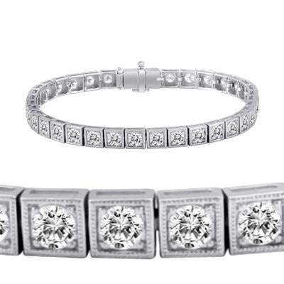 6.80 Carats Real Round Diamond Tennis Bracelet Gold White 14K Women Jewelry