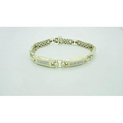 6 Carats Natural Round Cut Diamonds Men's Bracelet Yellow Gold 14K