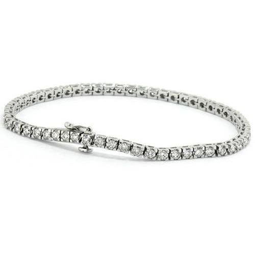 6 Carats Round Natural Diamond Tennis Bracelet White Gold 14K Prong Set