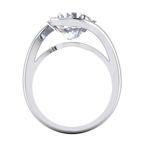 6 Ct. Real Diamond Engagement Ring Tension Like Solitaire Open Side View