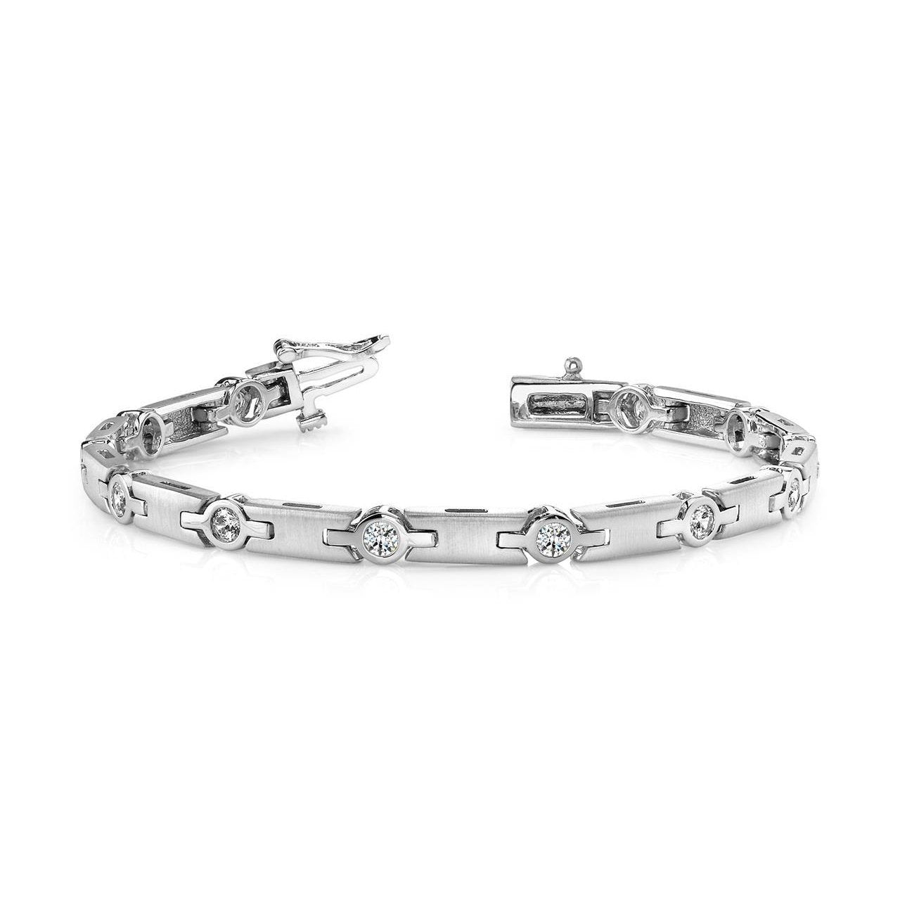 6 Ct Round Cut Bezel Setting Real Diamond Bracelet Solid White Gold Jewelry