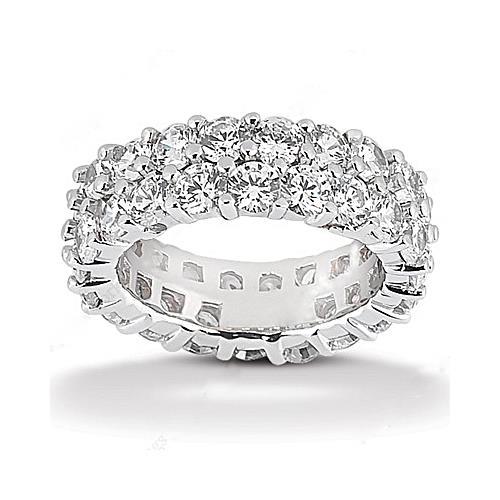 6 Carats Lab Grown Diamond Double Row White Gold Eternity Wedding Band
