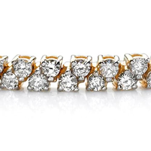 6 Carats Round Brilliant Lab Grown Diamond Tennis Bracelet Yellow Gold 14K