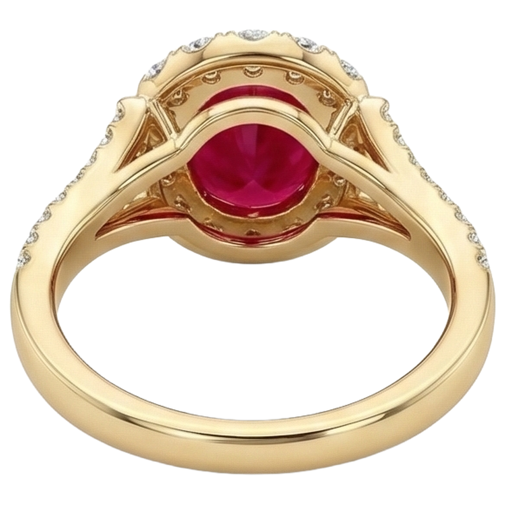 natural round ruby 7.25ct ring on white background