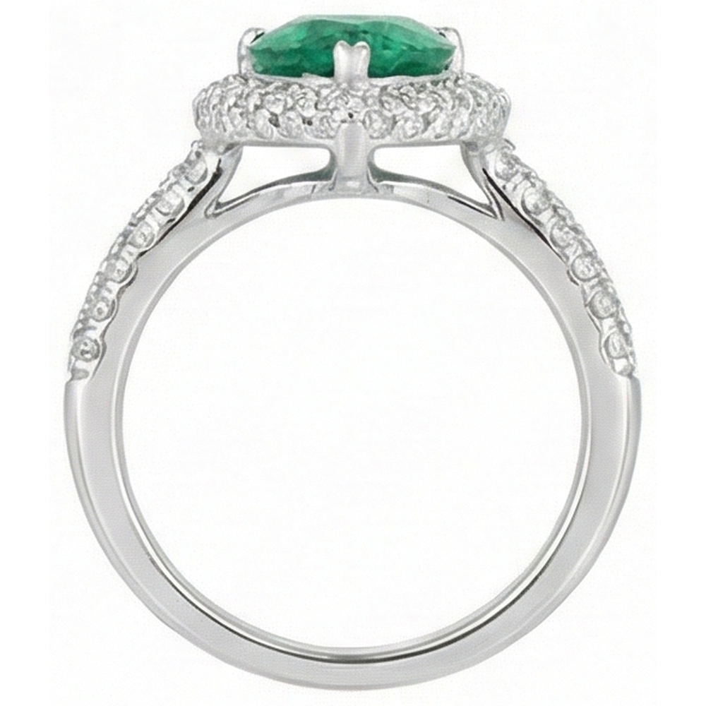 natural round emerald 7.35ct ring with diamond accents