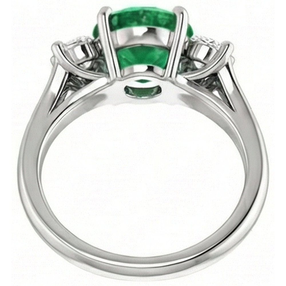 natural round emerald 7.40ct ring profile view