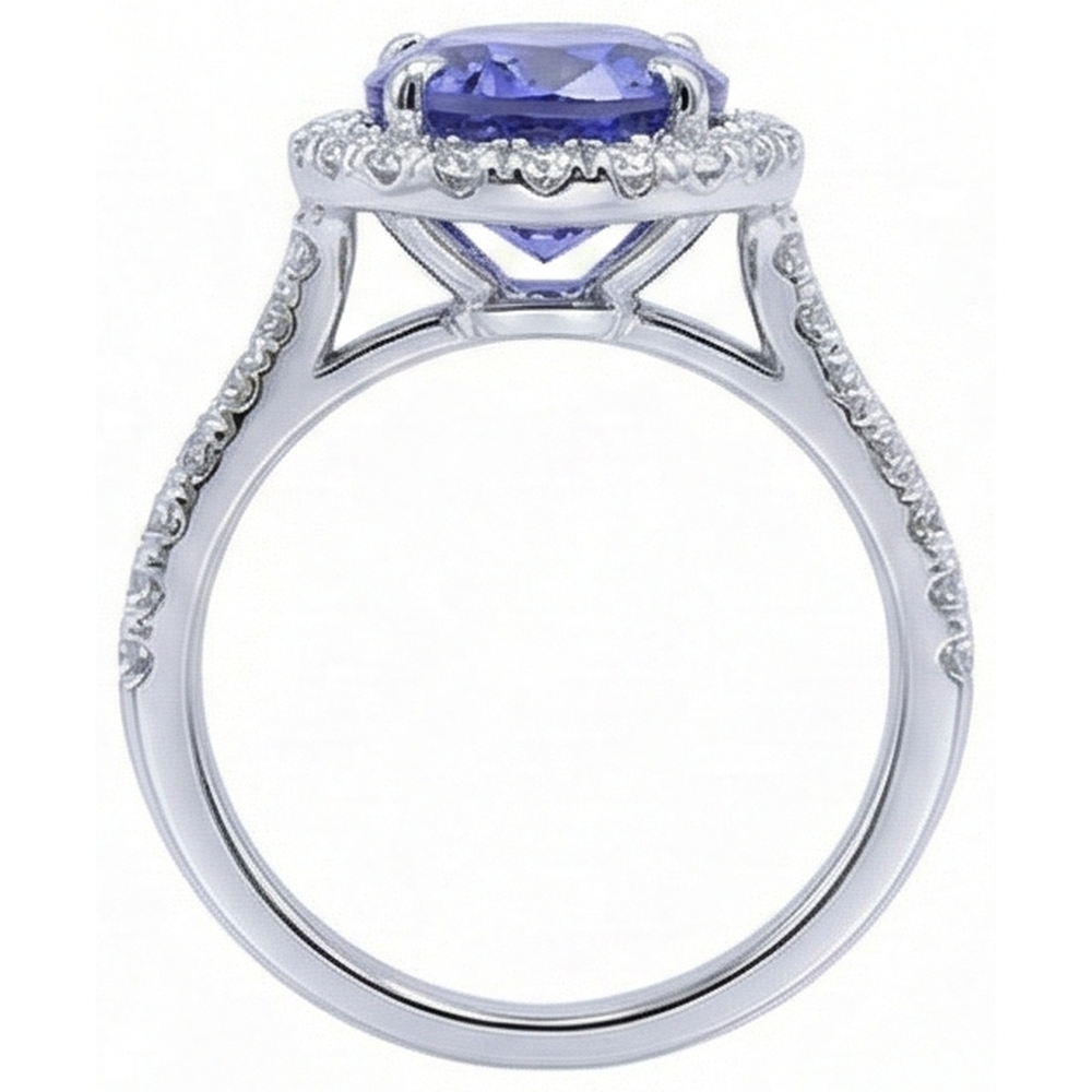 7.75 Ct Gold Jewelry Oval Tanzanite With Halo Natural Earth Mined Diamond ( Not Lab Grown ) Ring