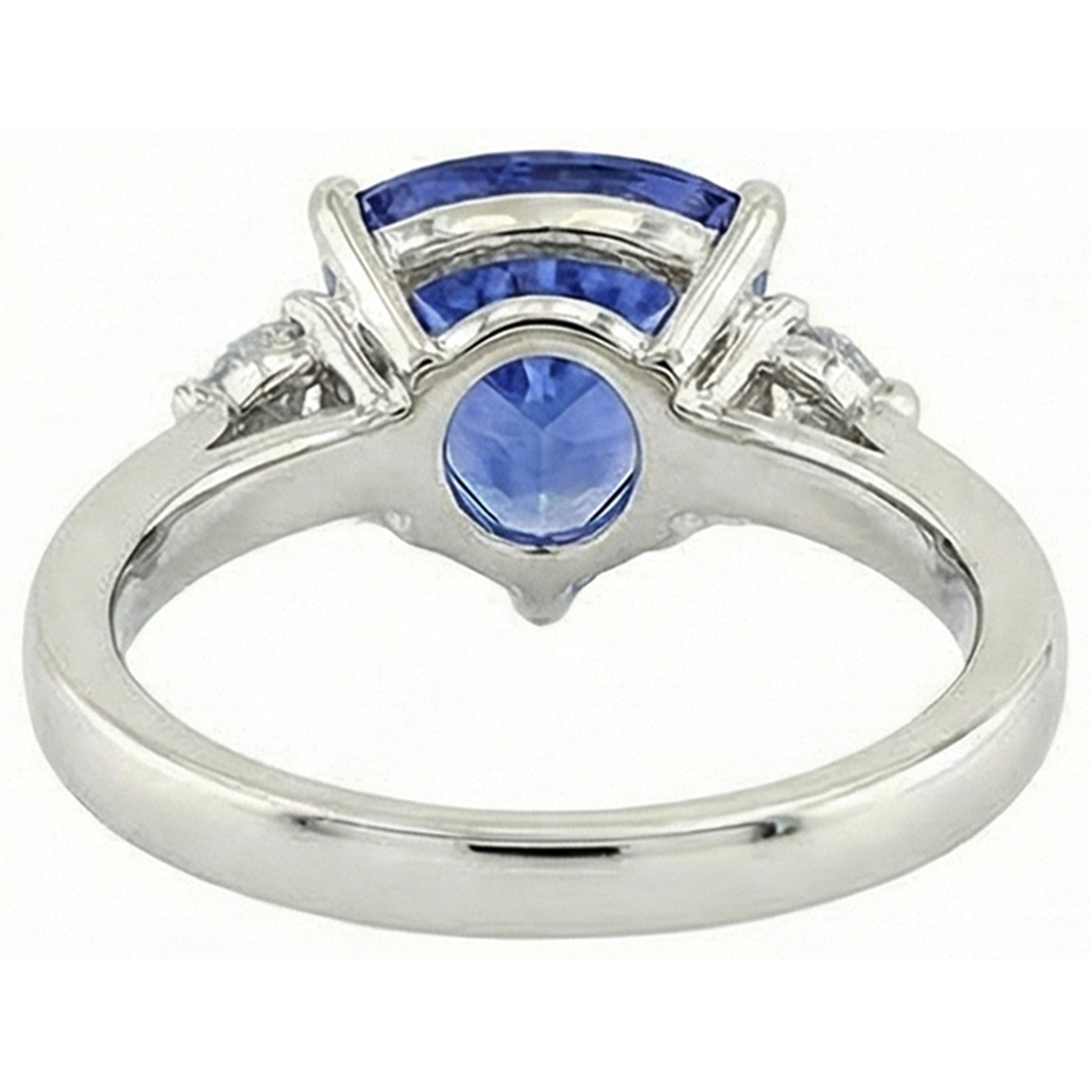 7 Carat Tanzanite & Natural Earth Mined Diamond ( Not Lab Grown ) Three Stone Ring White Gold 14K