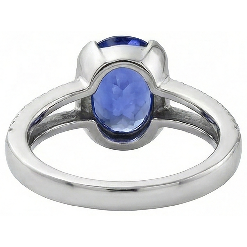 7 Carats Oval Tanzanite Natural Earth Mined Diamond ( Not Lab Grown ) s Engagement Ring White Gold 14K