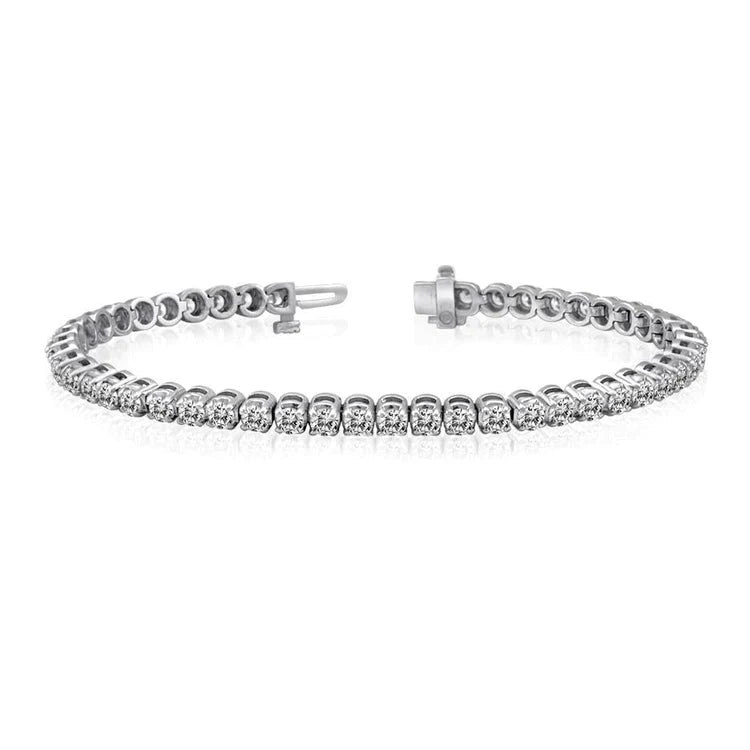 7.20 Carats Round Lab Grown Diamond Tennis Bracelet White Gold Jewelry