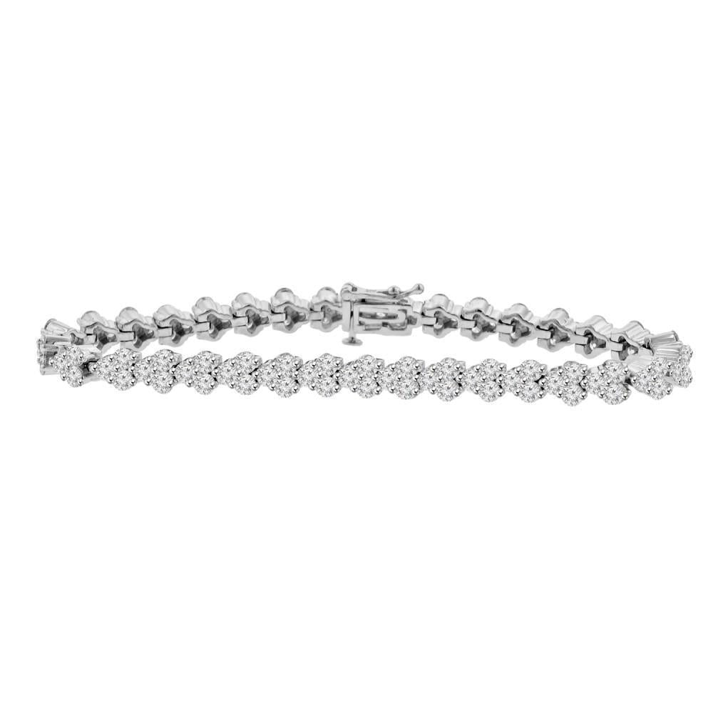 7.35 Carats Real Sparkling Diamond Women Tennis Bracelet White Gold 14K