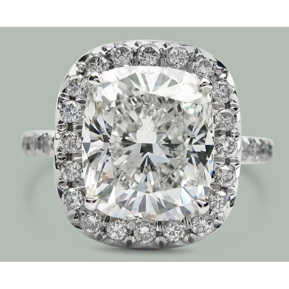7.50 Ct Cushion Genuine Diamond Halo Engagement Ring White Gold