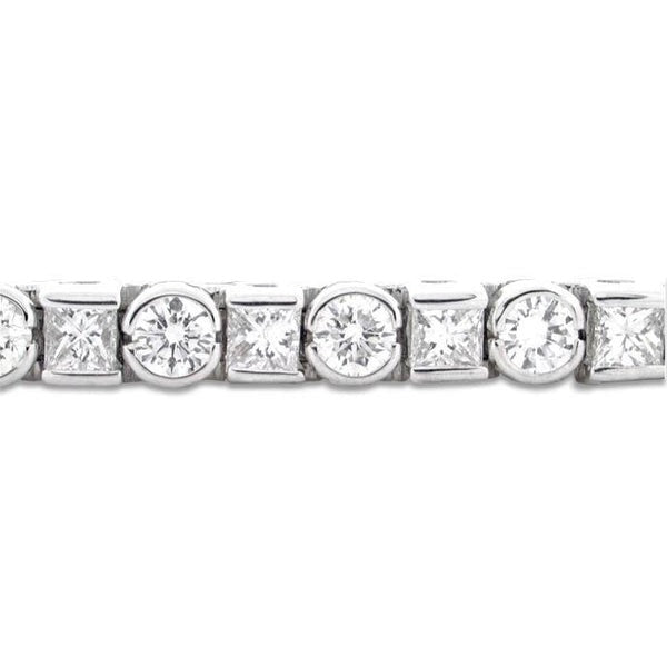 7.5 Ct Princess And Round Lab Grown Diamond Tennis Bracelet White Gold Jewelry