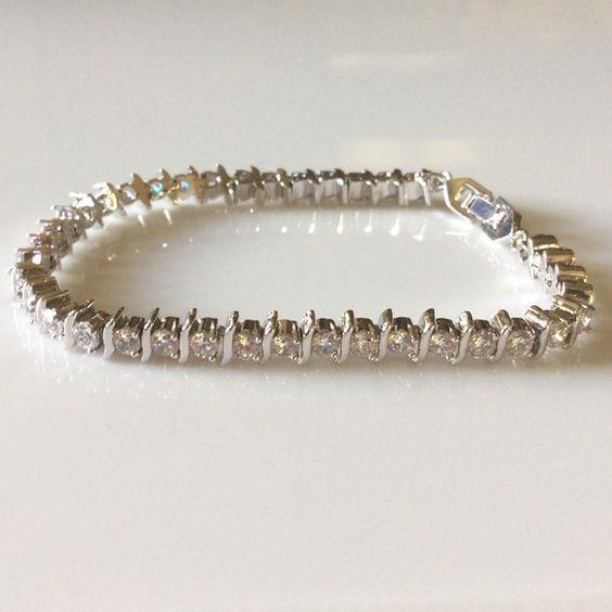 7.60 Carats Round Prong Set Lab Grown Diamond Bracelet White Gold 14K
