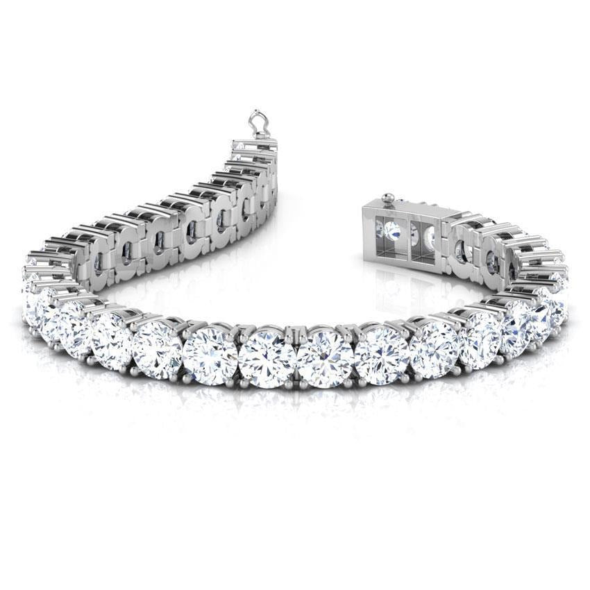 7.75 Carats Genuine Round Lab Grown Diamond Tennis Bracelet White Gold 14K