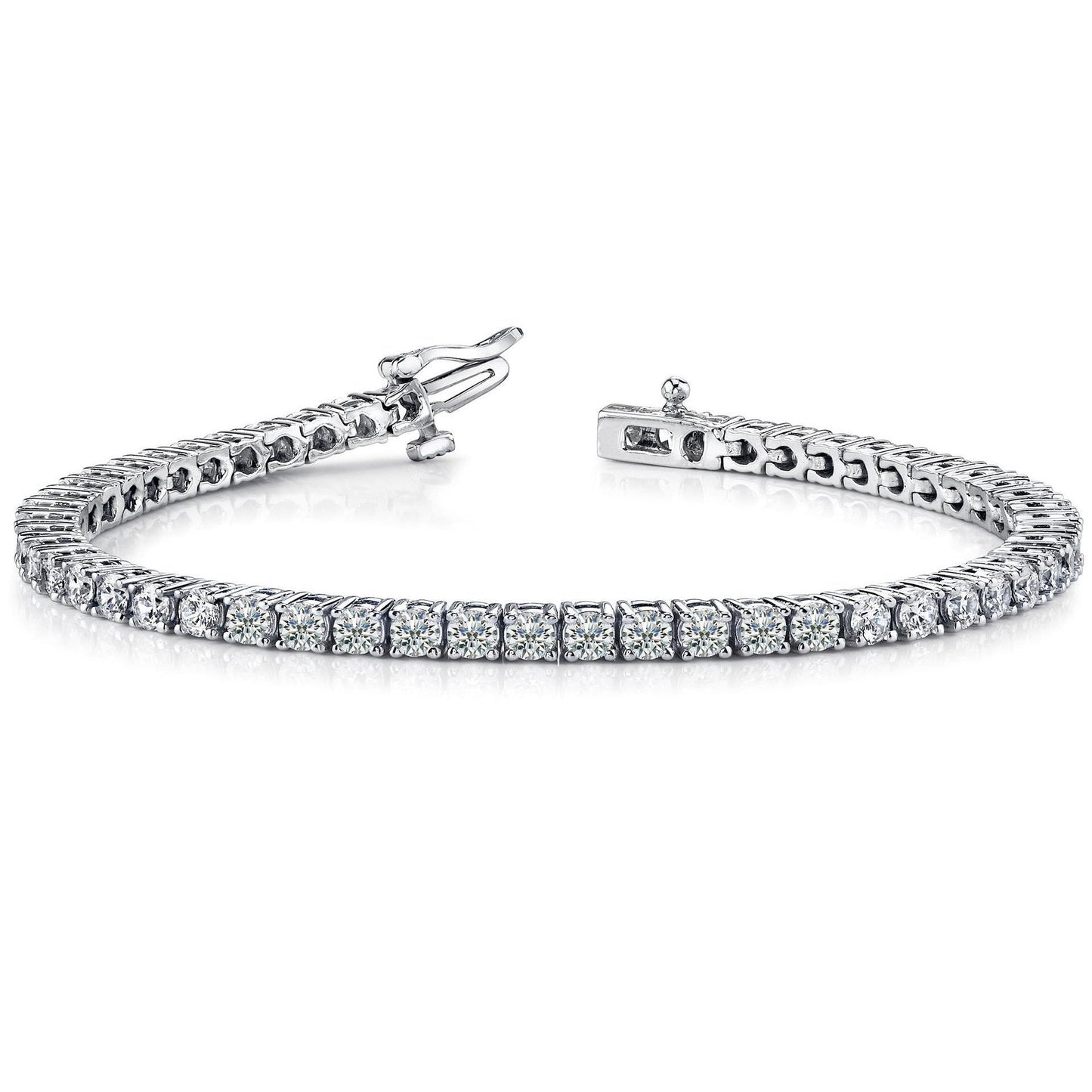 7.80 Carats Round Prong Setting Lab Grown Diamond Tennis Bracelet WG 14K