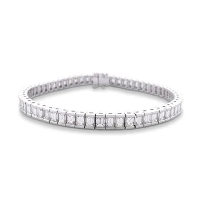 7.80 Ct Channel Set Baguette Cut Lab Grown Diamond Tennis Bracelet White Gold