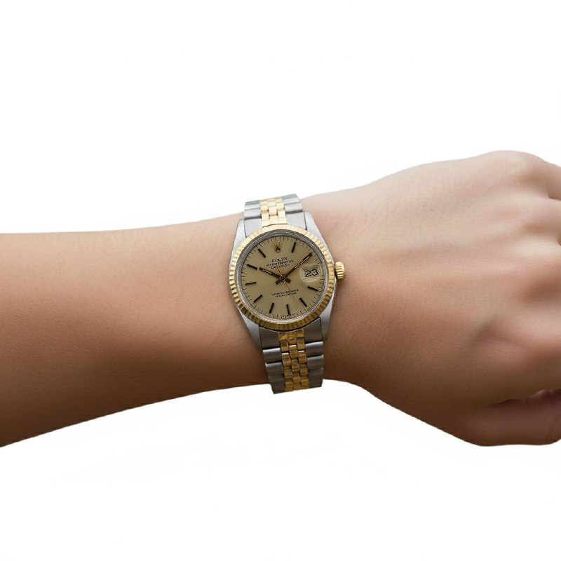 Rolex Datejust 31mm Champagne Stick Two Tone Watch