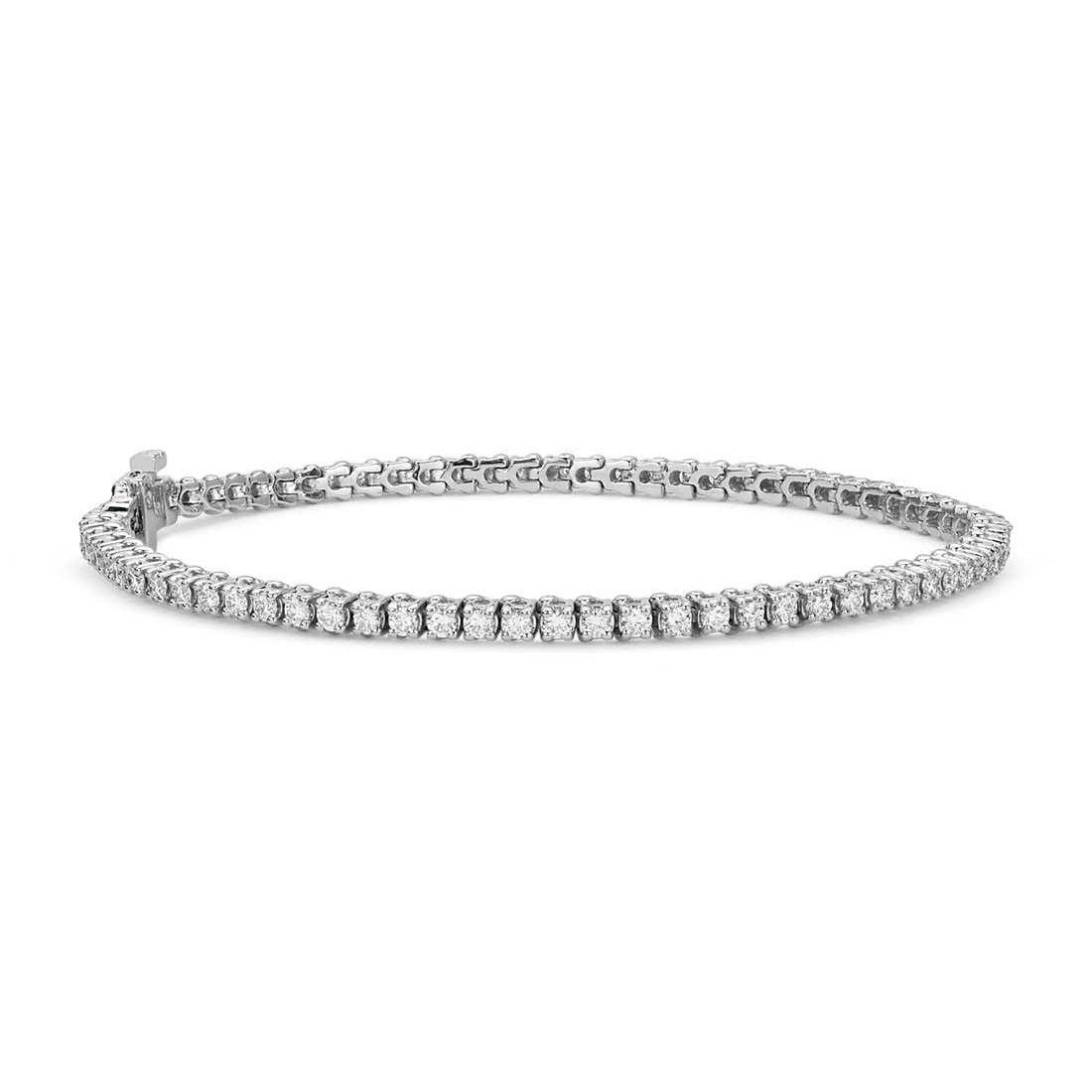 7 Carats Round Real Brilliant Cut Diamonds Tennis Bracelet WG 14K