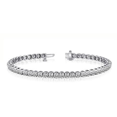 7 Carats White Genuine Diamond Round Cut Bracelet White Gold